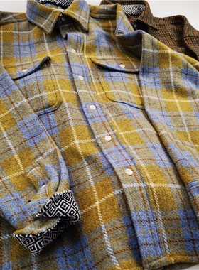 SONOFLOONG复古羊毛呢格子衬衫重磅日系廓形休闲潮牌LUMBER SHIRT