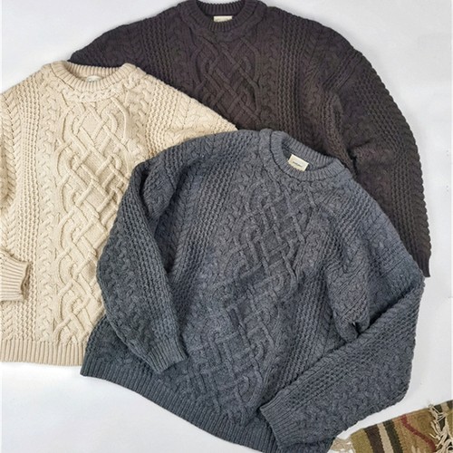 SONOFLOONG复古手工羊毛宽松毛衣