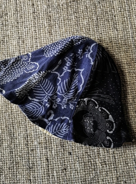 SONOFLOONG复古VINTAGE帽郁金香帽蓝染渔夫帽咔叽古着拼接 VISVIM