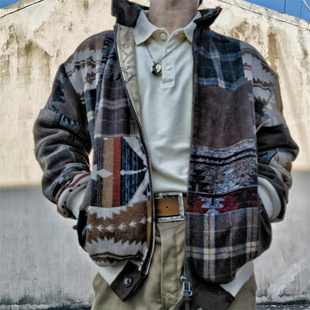 SONOFLOONG复古拼接羊毛呢哈灵顿夹克G9外套立领工装潮牌咔叽 RRL