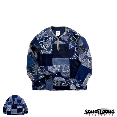 SONOFLOONG长袖复古古布拼接衬衫