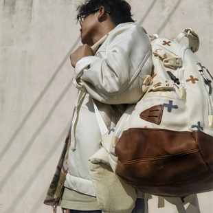 VISVIM SONOFLOONG复古户外双肩包书包旅行背包帆布牛皮潮20L 22L