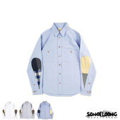 SONOFLOONG复古日系新疆棉长袖 衬衫 水滴拼接牛津纺纯色全棉休闲潮