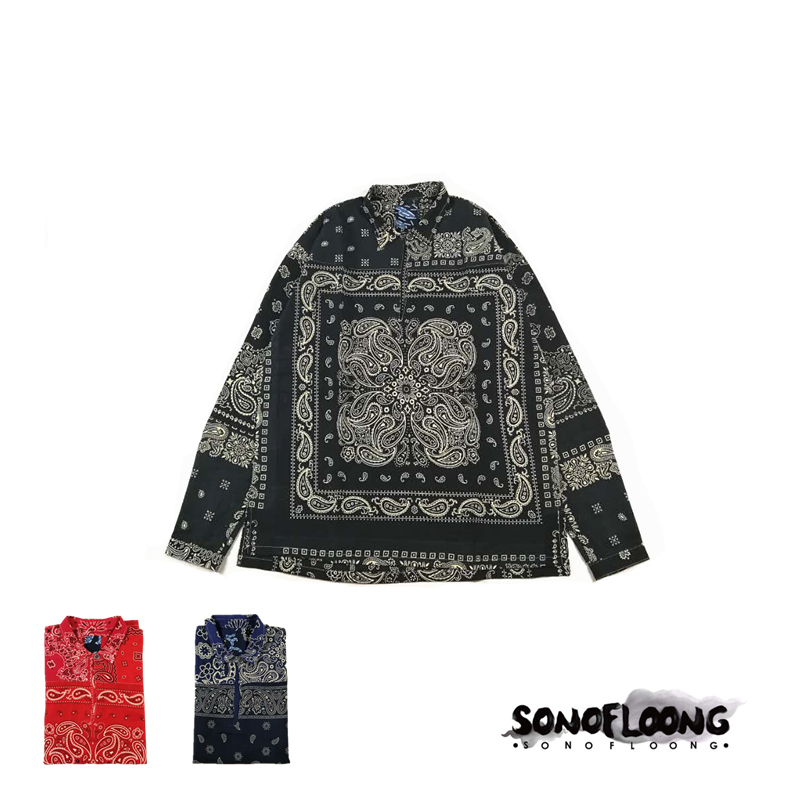 SONOFLOONG复古腰果花衬衫日系轻薄潮流 ict bandana tunic shirt-封面