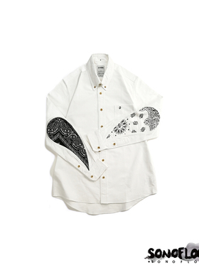 SONOFLOONG全棉牛津纺复古衬衫水滴黑白太极腰果花ALBACORE SHIRT