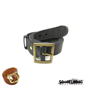 SONOFLOONG RRL BELT牛皮真皮厚阿美咔叽纯铜头皮带腰带非VISVIM