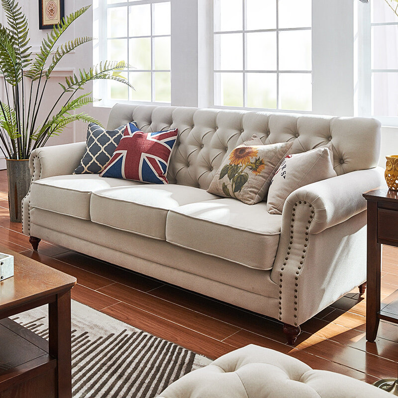 美式乡村布艺沙发组合北欧现代简约小户型客厅单人双人三人位沙发