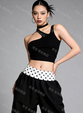 爵士舞新款小众波点腰搭街舞叠穿屁帘裤头穿搭腰饰翻折假腰头腰封
