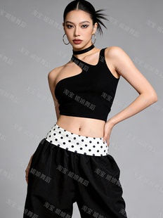 爵士舞新款小众波点腰搭街舞叠穿屁帘裤头穿搭腰饰翻折假腰头腰封