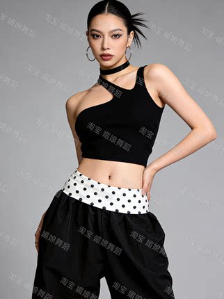 爵士舞新款小众波点腰搭街舞叠穿屁帘裤头穿搭腰饰翻折假腰头腰封