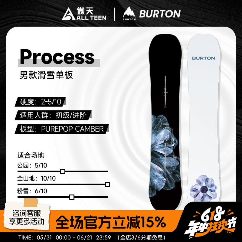 傲天极限2526款Burton伯顿男款单板滑雪板PROCESS全山自由式雪板