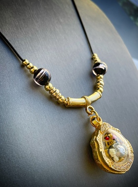 厂价新款手工烧制琉璃珠保色钛钢扣泰国佛牌链子唐卡可调节布绳