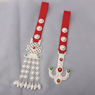 藏式藏族女士藏袍藏服皮带配饰腰巾挂件腰链腰间饰品挂件电镀藏银