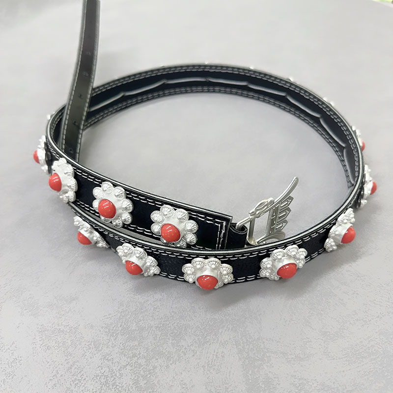 民族风特色锅庄舞配饰腰带藏族配饰合金藏袍服装配饰3厘米腰带