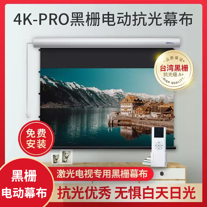 oley黑栅电动抗光幕布投影仪