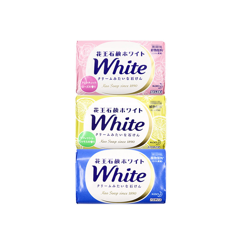 【3块装】花王white香皂蓝色优雅花香/粉色玫瑰花香/黄色柠檬香