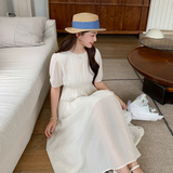 连衣裙女2024新款夏季米杏色中长裙253A-24809P145K195，女装连衣裙，浙宝253A