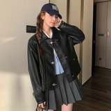 现货女士休闲皮外套翻领金属扣减龄夹克253A-2305-P145-K198，女装皮衣，浙宝253A