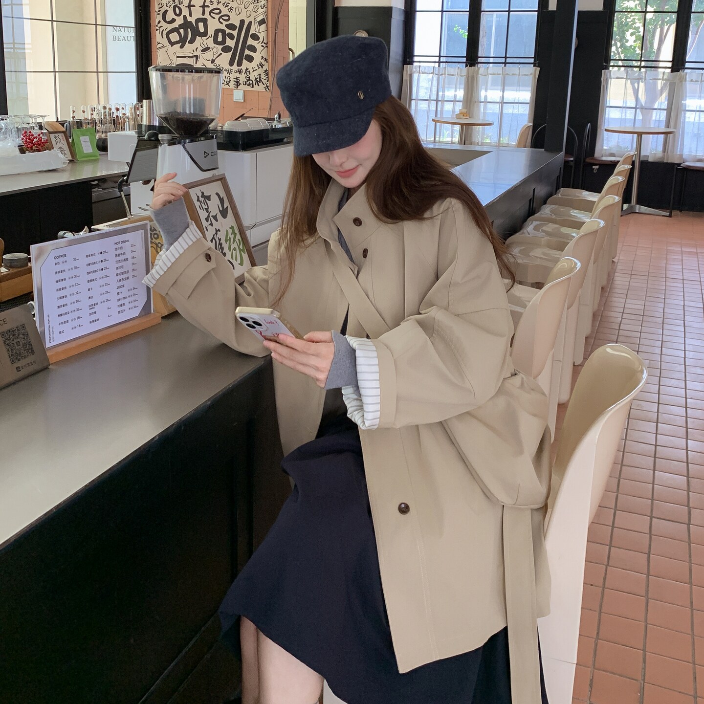 【新款】秋装韩系气质宽松风衣外套253A-2521-P189-K279,女装风衣,浙宝253A