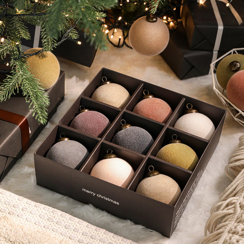 圣诞装饰品植绒球圣诞球挂件圣诞节场景布置植绒球圣诞树装饰球