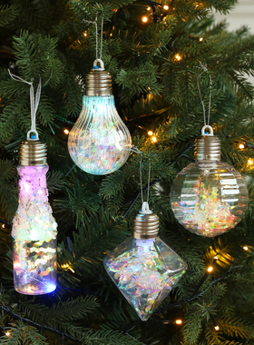 圣诞节装饰品圣诞球新款复古炫彩灯泡灯球金色大灯泡圣诞树挂件