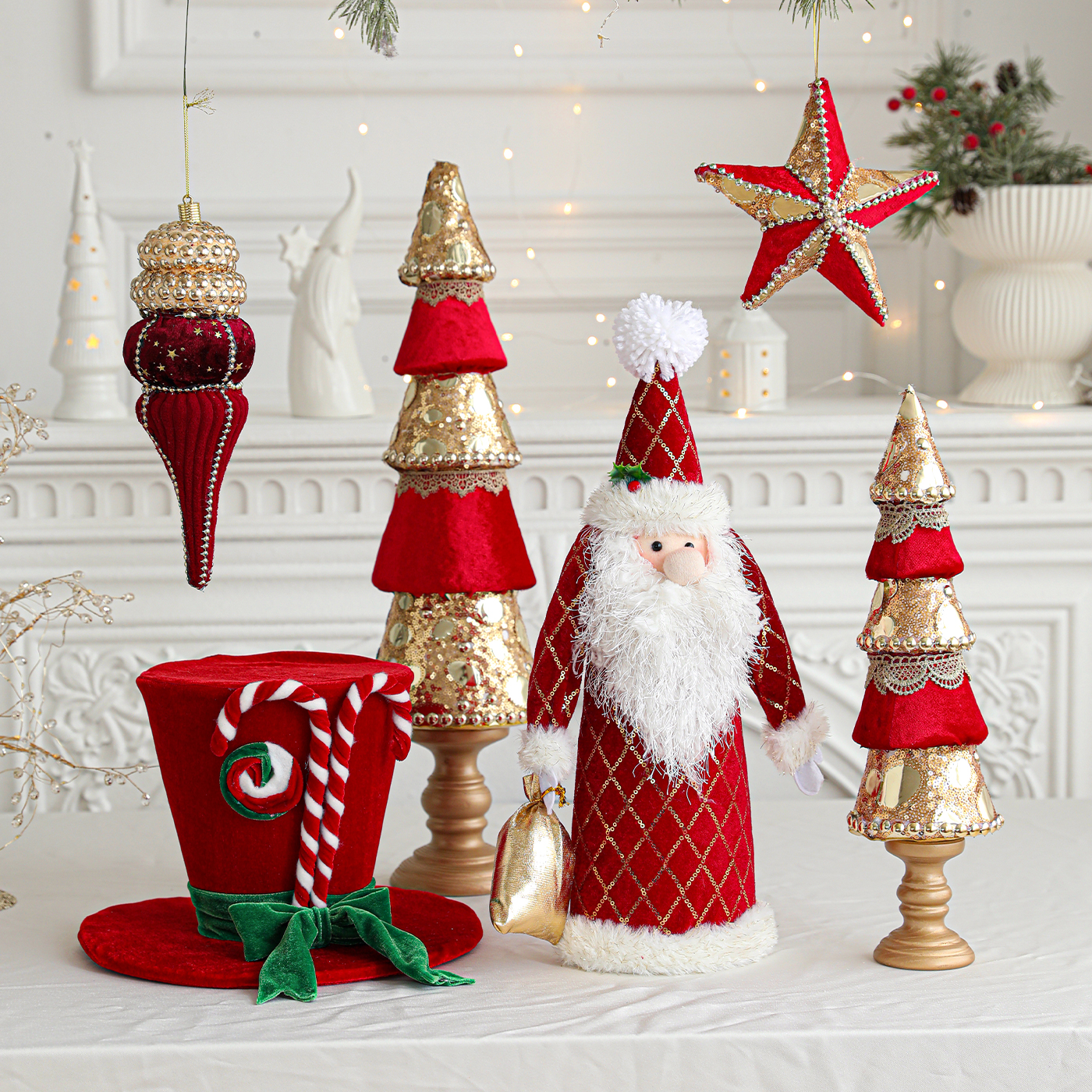 圣诞装饰品圣诞老人圣诞树圣诞帽圣诞节装饰摆件场景布置礼物