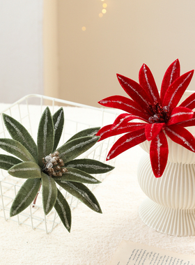 圣诞装饰品绒布花朵家居布置红色绿色植绒工艺品装饰圣诞树配饰