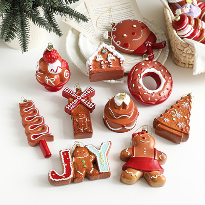 港恒圣诞节装饰品可爱卡通蛋糕姜饼人异型挂件圣诞树挂饰场景布置