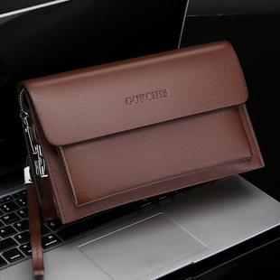 商务时尚密码锁长款钱包大容量翻盖PU皮质手拿包多卡位男士手抓包