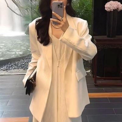 高级感西装套装女2025春秋新款休闲吊带裙西服外套气质显瘦两件套