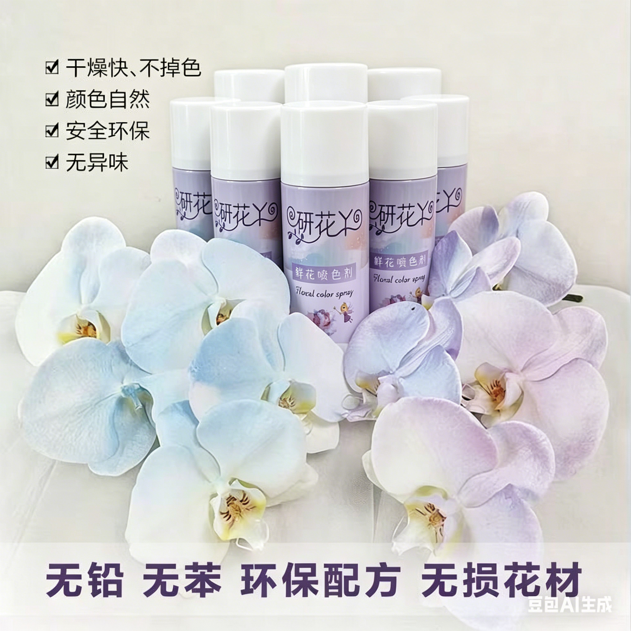 鲜花喷漆花艺喷漆花店专用自喷漆碎冰蓝彩色喷色剂着色剂速不伤花