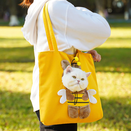 斜宠物外出包用品挎小型犬猫咪袋子露头手提蜜蜂可猫包单肩包