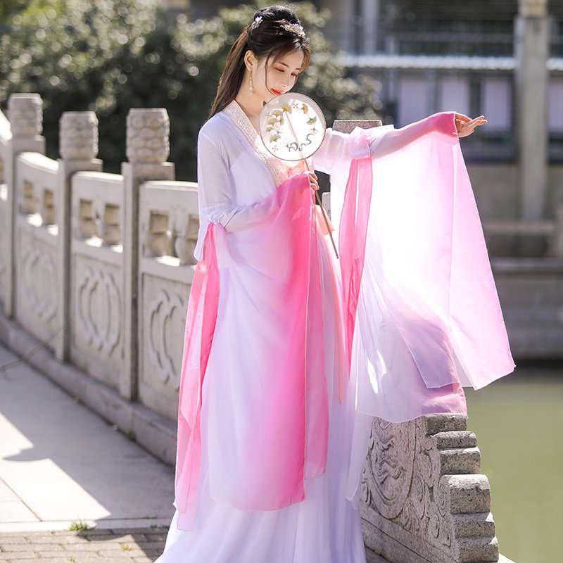 여성을 위한 개선된 중추절 한푸 선녀 항아 고대 의상 고대 스타일 및 우아한 고전 민속 무용 공연 의상