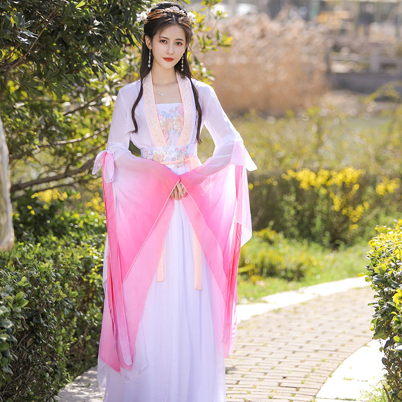여성을 위한 개선된 중추절 한푸 선녀 항아 고대 의상 고대 스타일 및 우아한 고전 민속 무용 공연 의상