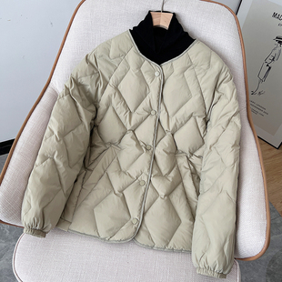 小个子宽松内胆外套 白鸭绒羽绒服女短款 2025年秋冬新款 菱格轻薄款