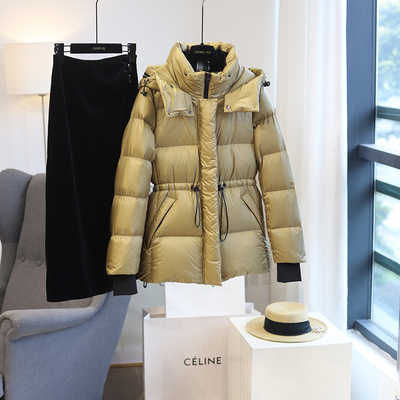 90白鹅绒加厚保暖鹅绒服女短款2025冬季收腰显瘦连帽羽绒服女外套