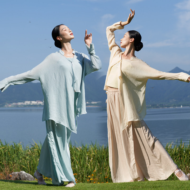 成人女古典舞练功宽松舞蹈服现代舞中国舞长袖阔腿裤禅愈禅修套装,运动/瑜伽/健身/球迷用品,古典舞服,淘宝优惠券,粉丝福利购,淘宝优惠卷