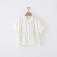儿童汉服男童唐装夏季棉麻上衣春秋宝宝古装白色打底衫幼儿园服