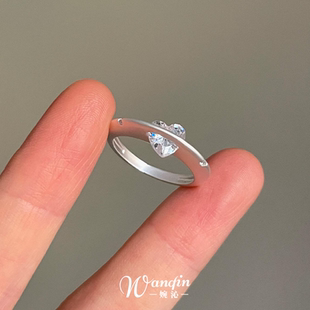 「洛希法则」冷淡风超闪爱心星球戒指韩系小众设计感复古食指戒女