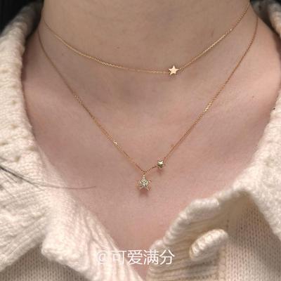 爆闪金色满钻星星项链