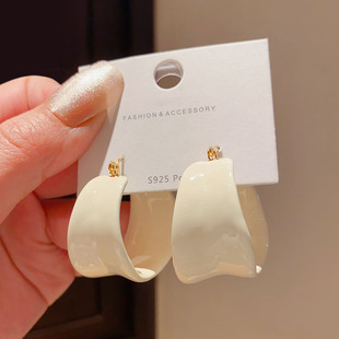 复古珐琅釉圈圈夸张耳环女款轻奢小众高级感气质百搭耳圈耳钉耳饰