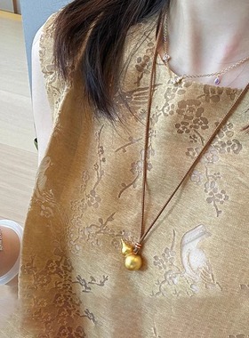 韦雪同款金色葫芦项链高级毛衣链