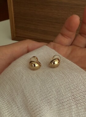 小金豆银豆水滴耳夹女