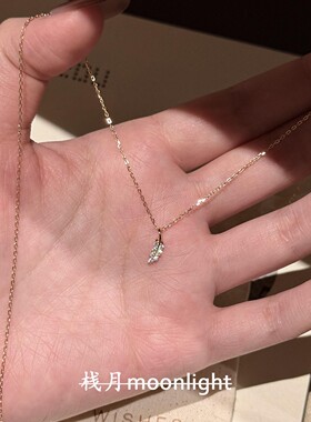 日系金色mini闪钻羽毛项链女