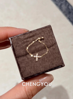 mini十字架戒指可抽拉食指戒