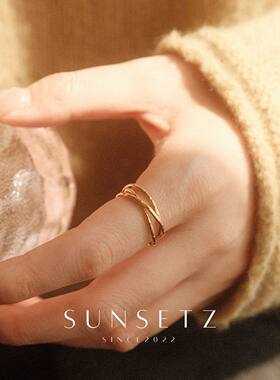 金色多层设计素圈圆圈戒指女