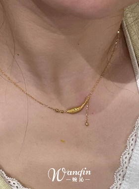 新中式金色小鱼项链女