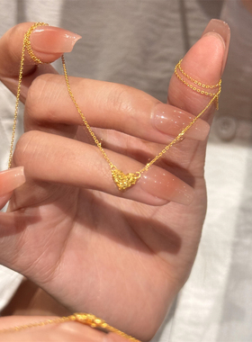 金色小众时尚碎冰冰爱心项链