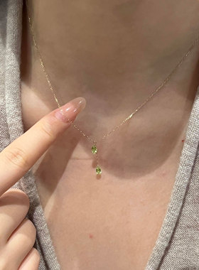 超闪绿色水滴流苏项链