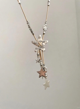 复古做旧编绳星星流苏项链